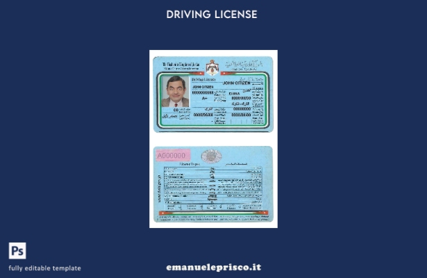 verified style modello di patente di guida Jordan in stile verificato template